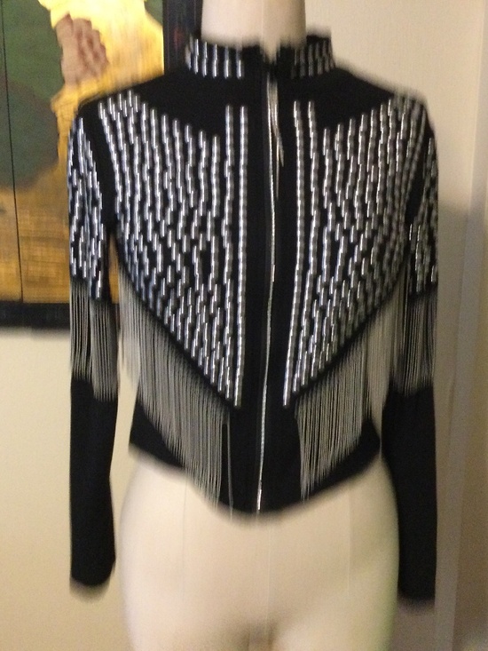 Sweaters - DAY G Black Rhinestone Fringe Zipper Preowned